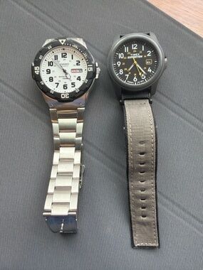 Casio Men’s White Diver & Timex Expedition Indiglo Field Watch Bundle